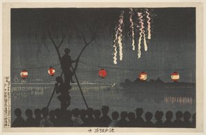 Ohňostroj v Ikenohatě (podél řeky Sumida, Tokio)