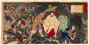 Císař Godaigo prchá; ze série "Neoficiální historie Japonska (Nihon gaishi no uchi)"