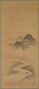 Minamoto no Nakakuni navštěvuje lady Kogō od Kiyohara Yukinobu