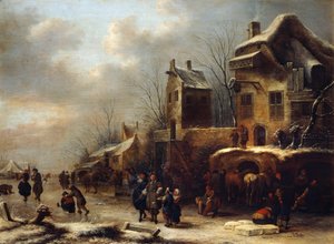 Kluziště na řece, 1665 od Klaes Molenaer