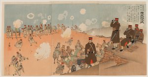 Plukovník Kumamoto Masaji, velitel pluku dělostřelectva císařské gardy od Kobayashi Kiyochika
