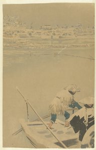 Soumrak sněhu v Matsuchiyama Nové tváře na slavných místech v Tokiu (název série) Tokyo meisho shinkei no uchi (název série) od Kobayashi Kiyochika