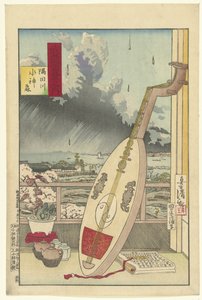 Les Suijin na řece Sumida Sumidagawa Suijin mori (název na objektu) Sto pohledů na provincii Musashi (název série) Musashi hyakkei no uchi (název série na objektu) od Kobayashi Kiyochika