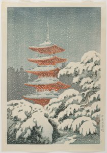 Pětipatrová pagoda ve svatyni Nikko, c. 1930-1940 od Koitsu Tsuchiya
