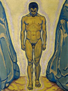 Stojící mužský akt mezi kameny, c. 1915. od Koloman Moser
