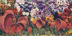Macešky s květináči - Macešky s květináči ... (olej na plátně) od Koloman Moser
