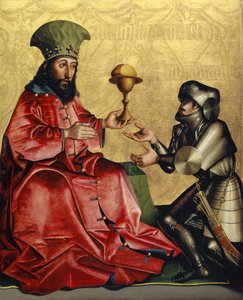 Abraham před Melchisedekem z Heilspiegel Altarpiece, c.1435 (kombinovaná technika na dubovém panelu) od Konrad Witz