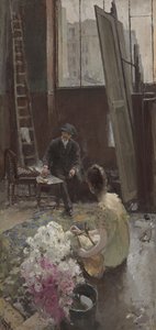 V Umělcově studiu od Konstantin Alekseevich Korovin