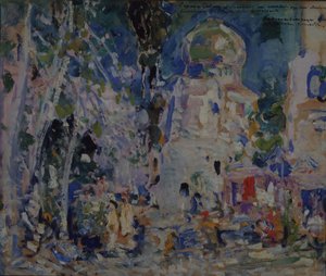 Scénický návrh k baletu The Scarlet Pimpernel od F. Hartmana, 1911 od Konstantin Alekseevich Korovin