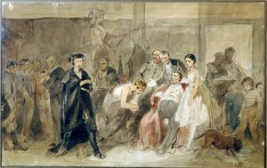 Za oponou v poddanském divadle - Dílo Konstantina Alexandroviče Trutovského (Troutovského) (1826-1893) - Za oponou v poddanském divadle - Akvarel na papíře - Ruské umění
