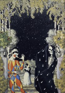 Harlekýn a smrt, 1907 od Konstantin Andreevic Somov