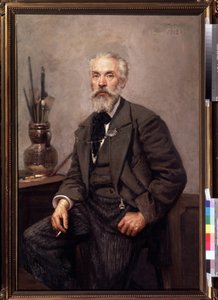 Portrét umělce Konstantina Savitského (1844-1905) (Portrét umělce K. Savitského). Obraz Nikolaje Karloviče Grandkovského (1864-1907), olej na plátně