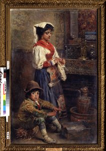 Modelky čekající na umělce. Obraz Konstantina Jegoroviče Makovského (Constantin Makovsky) (1839-1915), olej na plátně od Konstantin Egorovich Makovsky