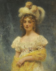 Portrét dámy ve žlutém šátku od Konstantin Egorovich Makovsky