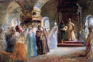 Car Alexej Michajlovič (1629-76) vybírá nevěstu od Konstantin Egorovich Makovsky