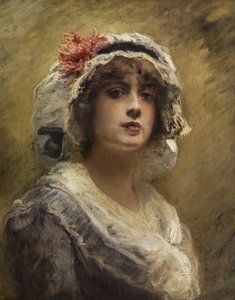Konstantin Makovský Portrét mladé dívky s bílým plátěným čepcem od Konstantin Makovsky