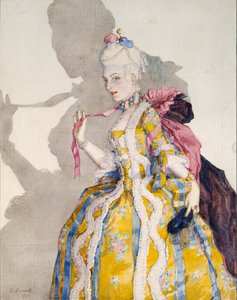 Návrh kostýmu markýzy pro baletku Tamaru Karsavina, 1924
