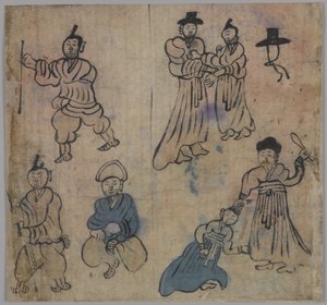 Žánr Scéna, 1 ze 4, 19. století (inkoust & wc na papíře) od Korean School