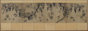 Vinná réva, Korea, období Choson (inkoust na papíře) od Korean School
