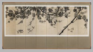 Grapevines and Chipmunks, cca 1800 (osmipanelový rastr: inkoust na papíře) od Korean School