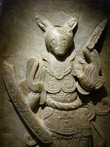 Hrobový ornament, zvěrokruhový králík na agalmatolitu, 8. století v období Severního a Jižního království, Korea. Fotografie, Soulské národní muzeum, Korejská republika od Korean School