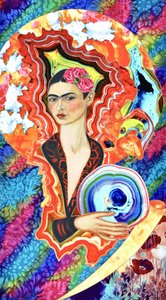 Žena se surrealistickou květinovou korunou od Kostyantin Malginov