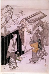 Návrat z poetického večera v jarním japonském tisku Shunmana Kubo (1757-1820). Paříž, Guimetovo muzeum, Národní muzeum asijského umění od Kubo Shumman