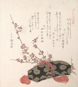 Letter-Box and Plum Blossoms, 19. století. od Kubo Shunman
