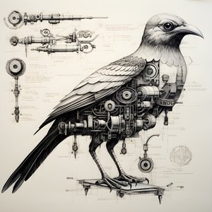 Steam mechanické plány ptáků z Da Vinci 1