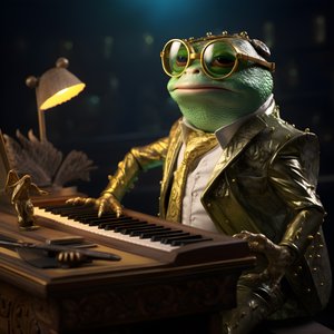 Elton John jako žába se slunečními brýlemi a klavírem 3