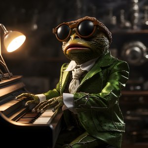 Elton John jako žába se slunečními brýlemi a klavírem 4