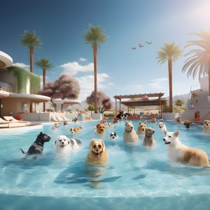 Hunde-Poolparty v Palm Springs 4