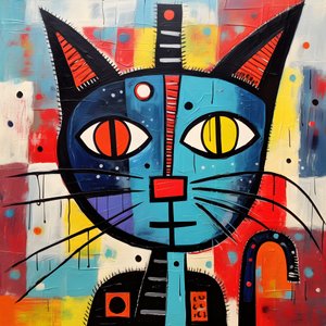 Roztomilá kočka ve stylu Picassa, Joan Miro a Basquiata 4