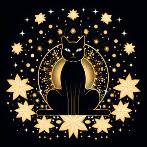 Kočka v meditaci sedící na lotosovém květu 2