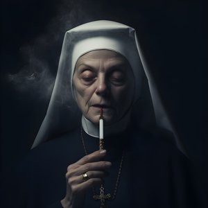 Jeptiška s diamantovým náhrdelníkem kouřící roličku doutníku 1