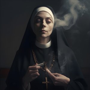 Jeptiška s diamantovým náhrdelníkem kouřící roličku doutníku 2