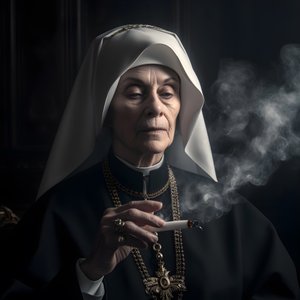 Jeptiška s diamantovým náhrdelníkem kouřící roličku doutníku 3