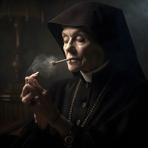 Jeptiška s diamantovým náhrdelníkem kouřící roličku doutníku 4