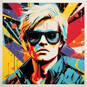 Pop Art Portrét, do půl těla, Barevný, grafický, Ráno, ve stylu Andyho Warhola, Roye Lichtensteina, Roberta Rauschenberga, Jaspera Johnse, Keitha Haringa 1
