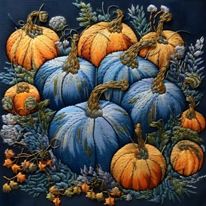 Stickereikuerbisse v Blautoenen 3