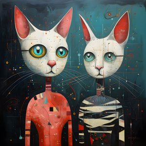 Dvě antropomorfní kočky, Tomcat a Cat, Kubrick Ian Synthetic 3 od Kurt Heppke