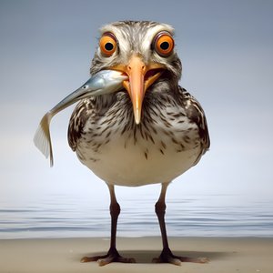 Sandpiper drží rybu 1