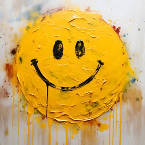 žlutý smajlík namalovaný impasto 4
