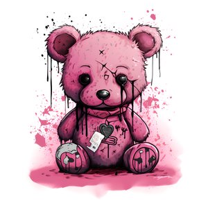 růžový unisex medvídek s hnědým tetováním na čele 2