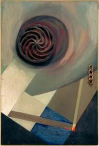 Merz obrázek s řetězem od Kurt Schwitters