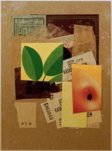 Bez názvu (s kouskem jablka a zelenými listy) od Kurt Schwitters