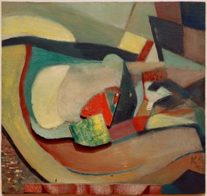 Reliéf s červenou nohou od Kurt Schwitters