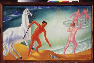 Žíznivý válečník. Malba Kuzmy Sergejeviče Petrova Vodkina (Petrov-Vodkin) (Kouzma Petrov Vodkin) (Petrov-Vodkin) (1878-1939), olej na plátně od Kuzma Sergeevich Petrov Vodkin
