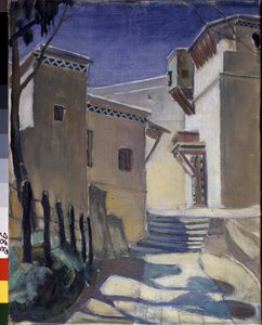 Kasbah (Casbah), Alžír (Casbah, Algiers) - Malba Kuzmy Sergejeviče Petrova Vodkina (Petrov-Vodkin) (Kouzma Petrov Vodkine) (Petrov-Vodkine) (1878-1939), olej na plátně od Kuzma Sergeevich Petrov Vodkin