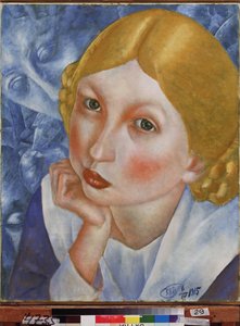Riin portrét. Malba Kuzmy Sergejeviče Petrova Vodkina (Petrov-Vodkin) (Kouzma Petrov Vodkin) (Petrov-Vodkin) (1878-1939), olej na plátně od Kuzma Sergeevich Petrov Vodkin